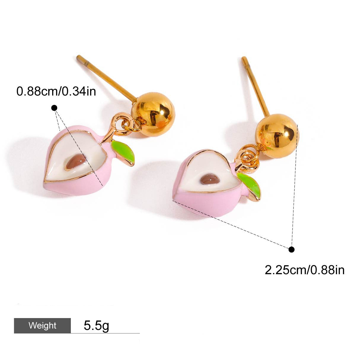 Kaze 18K Gold Thick Chain Fruit Pendant Jewellery Set | Necklace, Bracelet &amp; Earrings in 18K Gold Earring