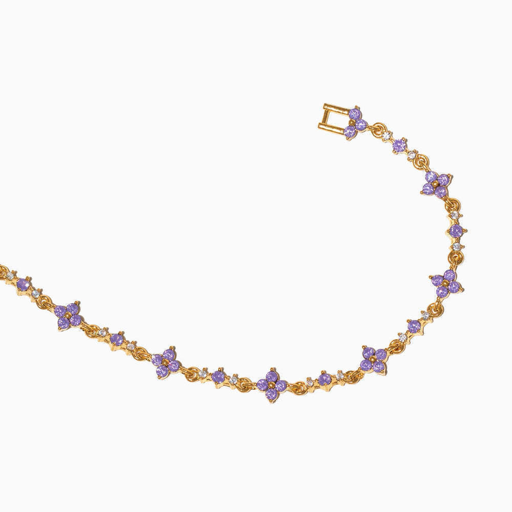 Kaze Love Zircon Butterfly Festival Bracelet | Heart Copper Zircon Bracelet in Gold, Silver &amp; Rose Gold Purple Flower Bracelet-Gold