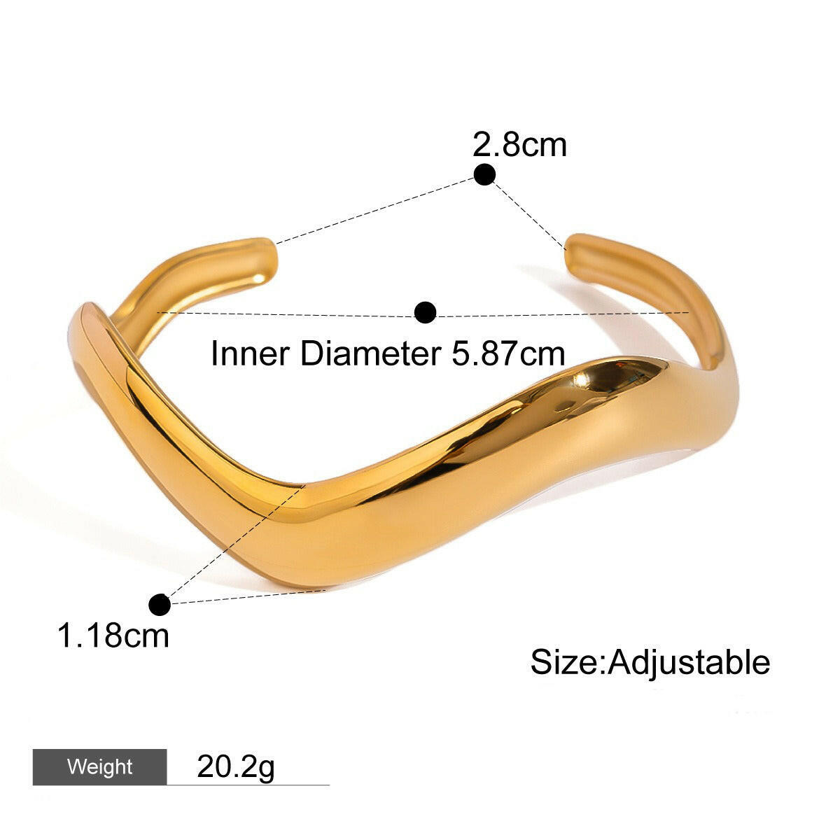 Kaze Wide Textured Gold Bracelet | 18K Gold-Plated Geometric Statement Bangle Style A-14