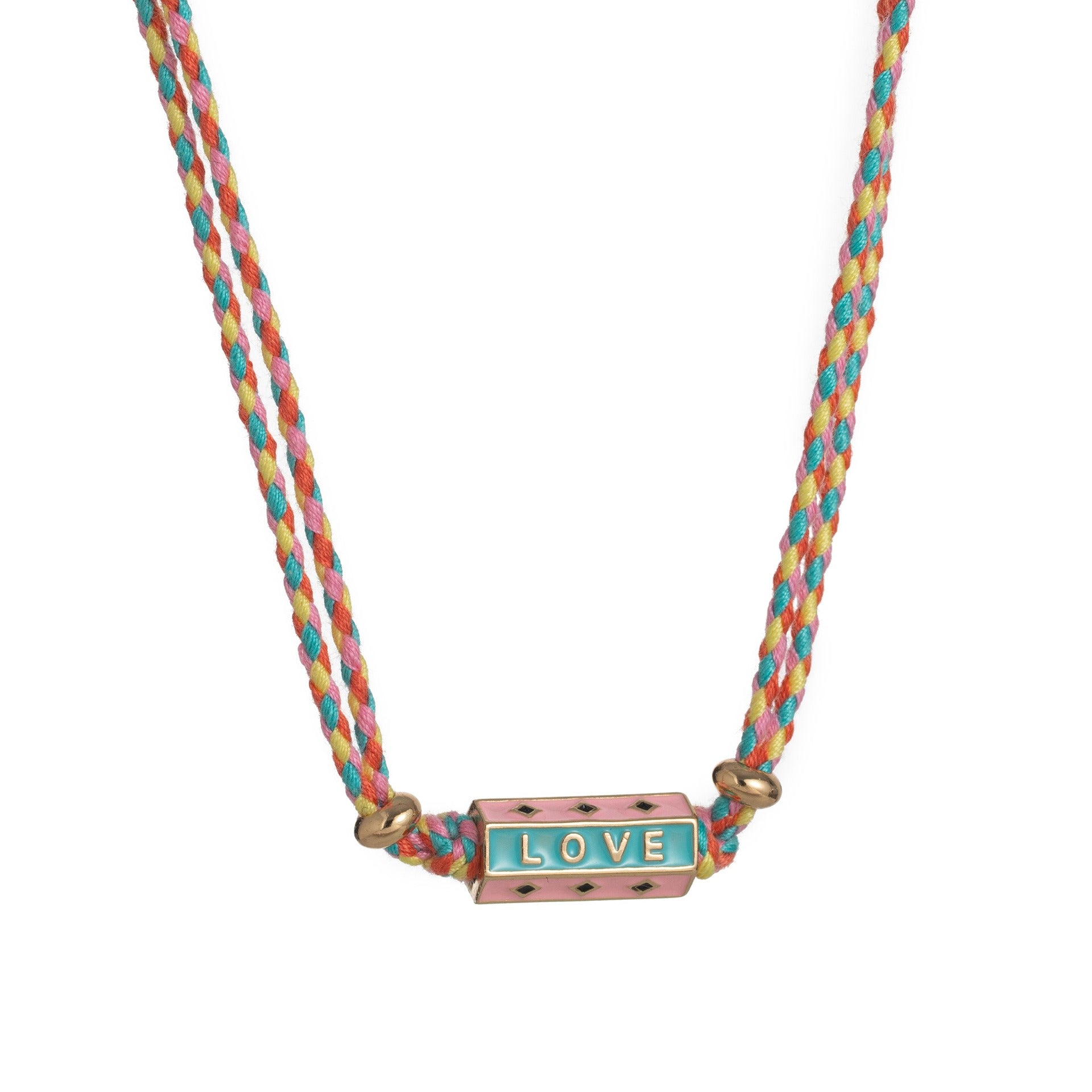 Kaze Bohemian Colourful LOVE Pendant Necklace and Bracelet Set | Titanium Steel Boho Set in 4 Colours