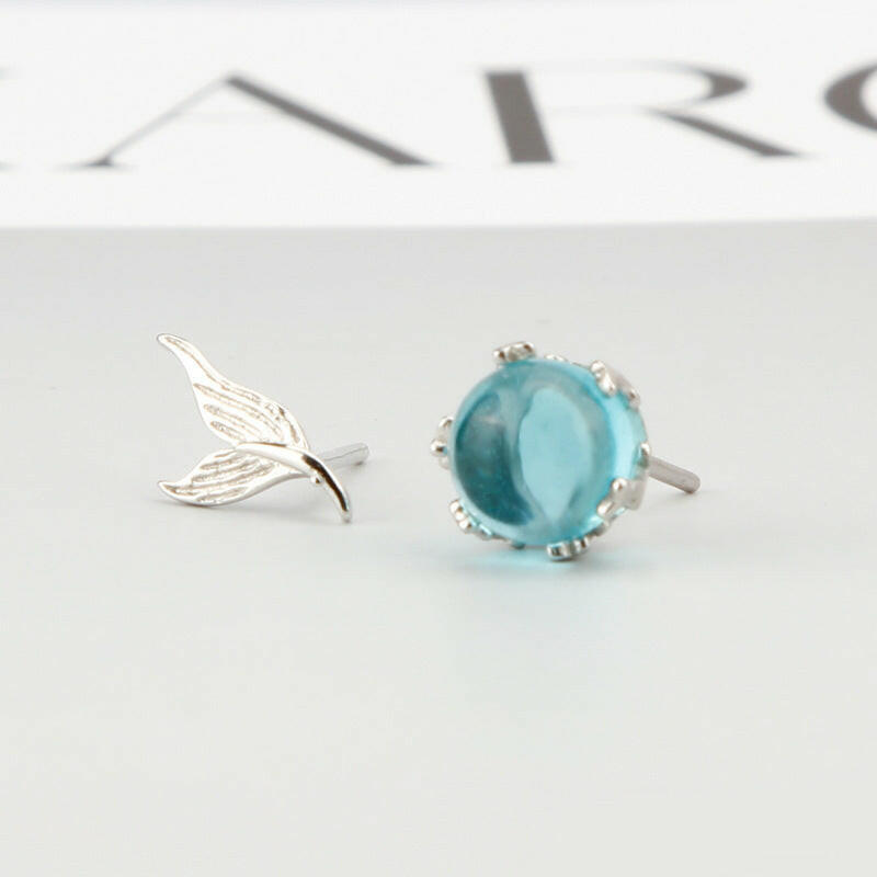 Kaze Asymmetrical Mermaid Fishtail Sterling Silver Earrings | Artisan 925 Silver Drop Earrings