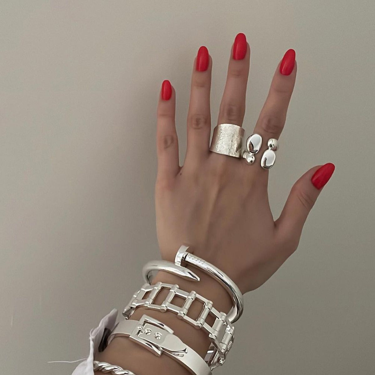 Kaze Stylish Irregular Shape Double-Layer Ring | 18K Gold Adjustable Ring in Gold &amp; Silver