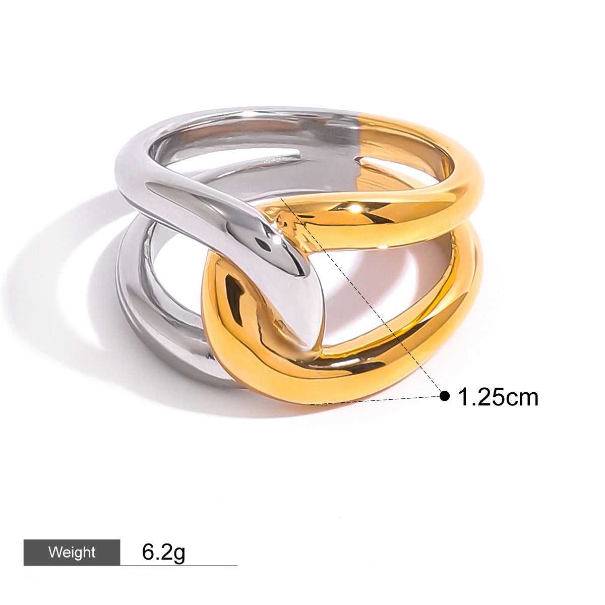 Kaze Gold and Silver Cross Ring | 18K Gold Two-Tone Statement Ring
