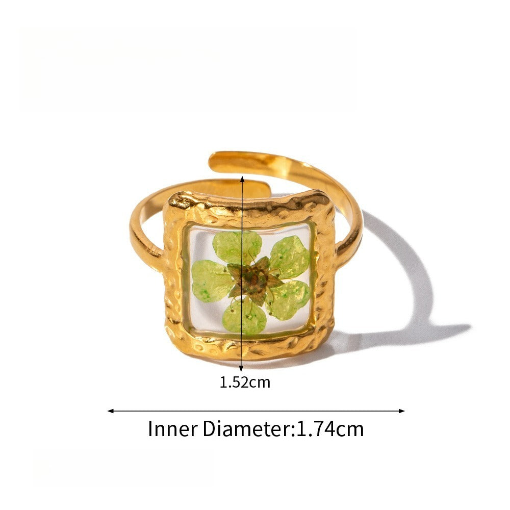 Kaze Light Luxury Titanium Steel Ring and Earring Collection | 18K Gold Ring A, B &amp; Earring Set Ring B