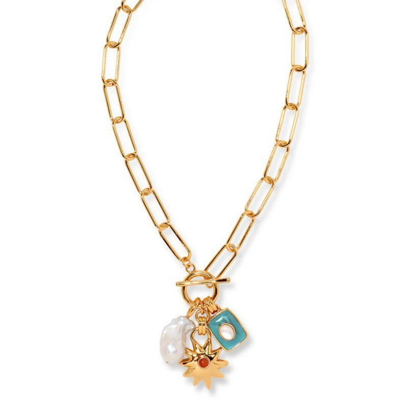 Kaze Multi-Pendant Coloured Gemstone Necklace | 18K Gold Charm Necklace in 4 Styles Sunflower Necklace