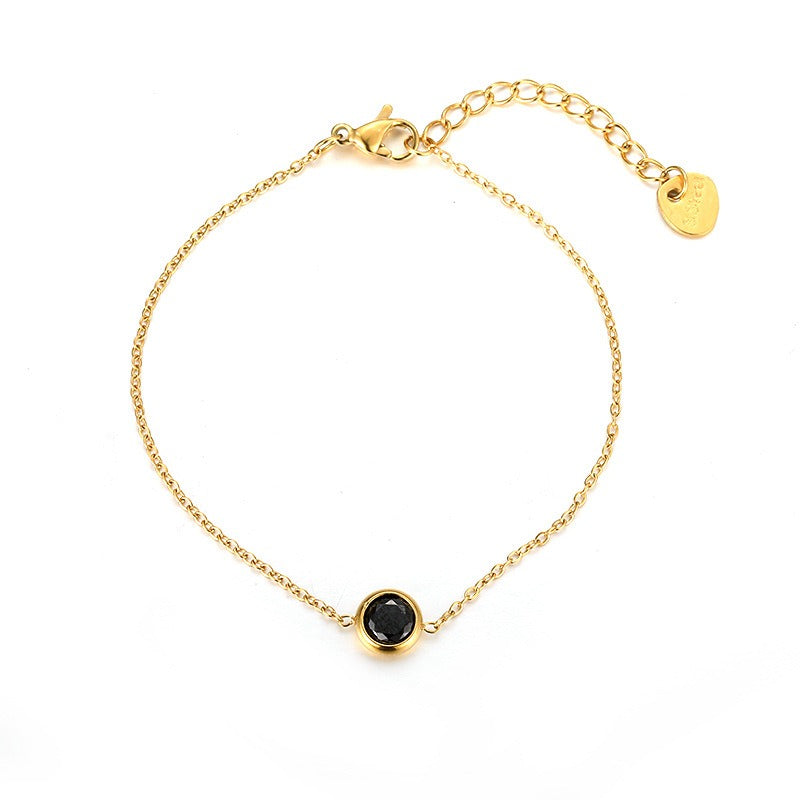Kaze Multicoloured Zircon Bracelet | 18K Gold Titanium Steel Gemstone Bracelet Black