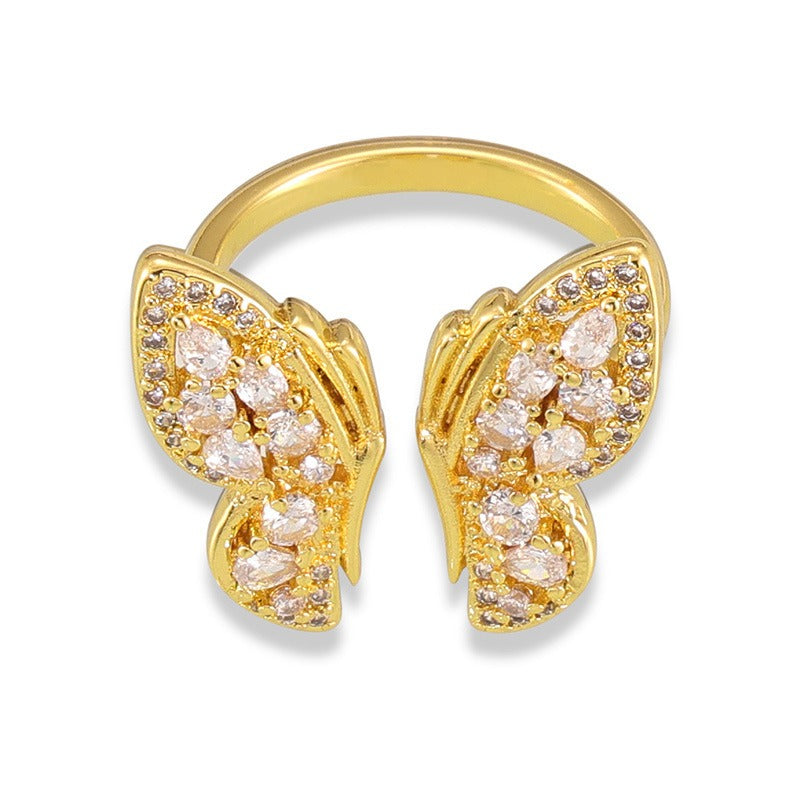 Kaze Noble Butterfly Diamond Ring | 18K Gold Adjustable Luxury Ring Adjustable