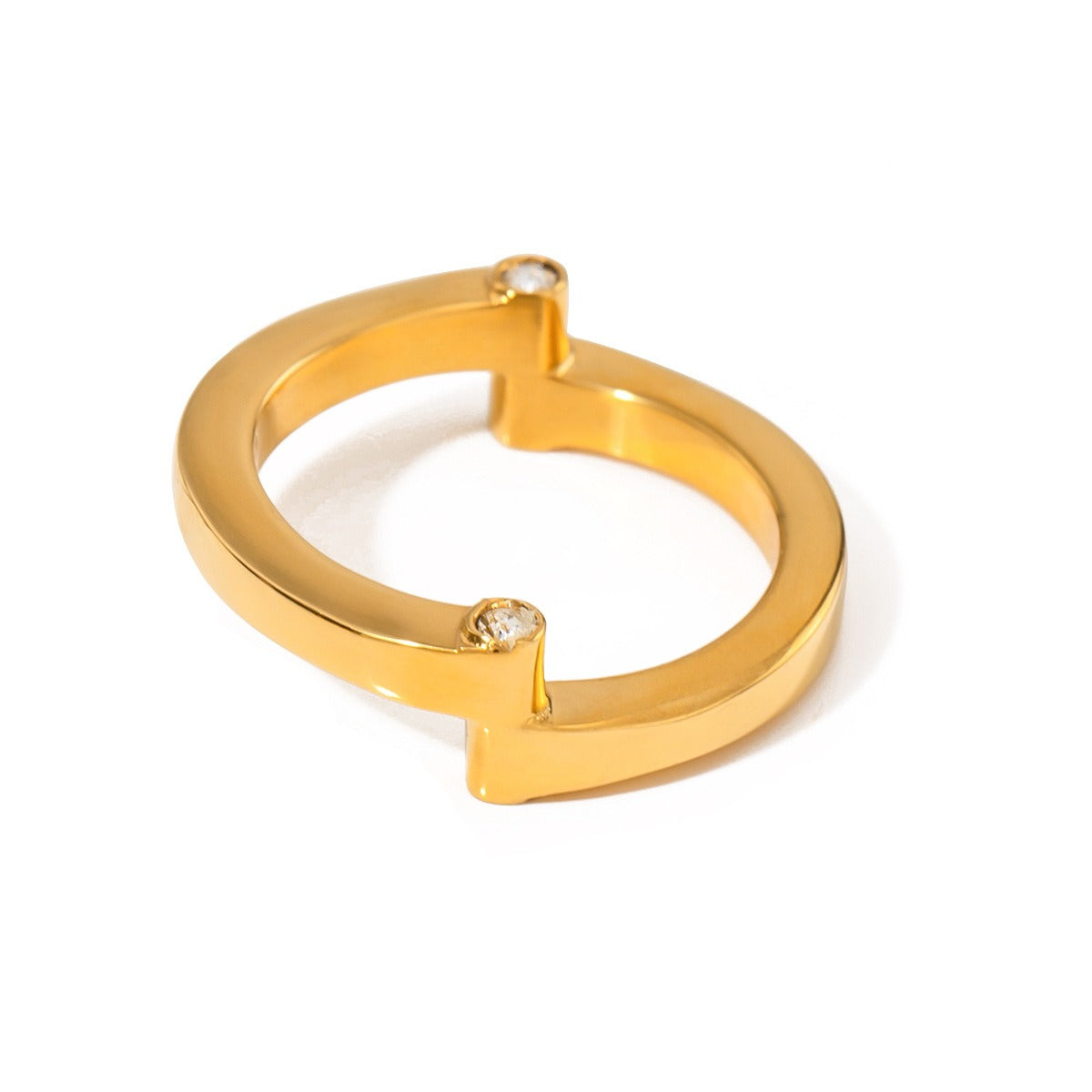 Kaze Stylish Asymmetrical Diamond Ring | 18K Gold Statement Ring Size 7