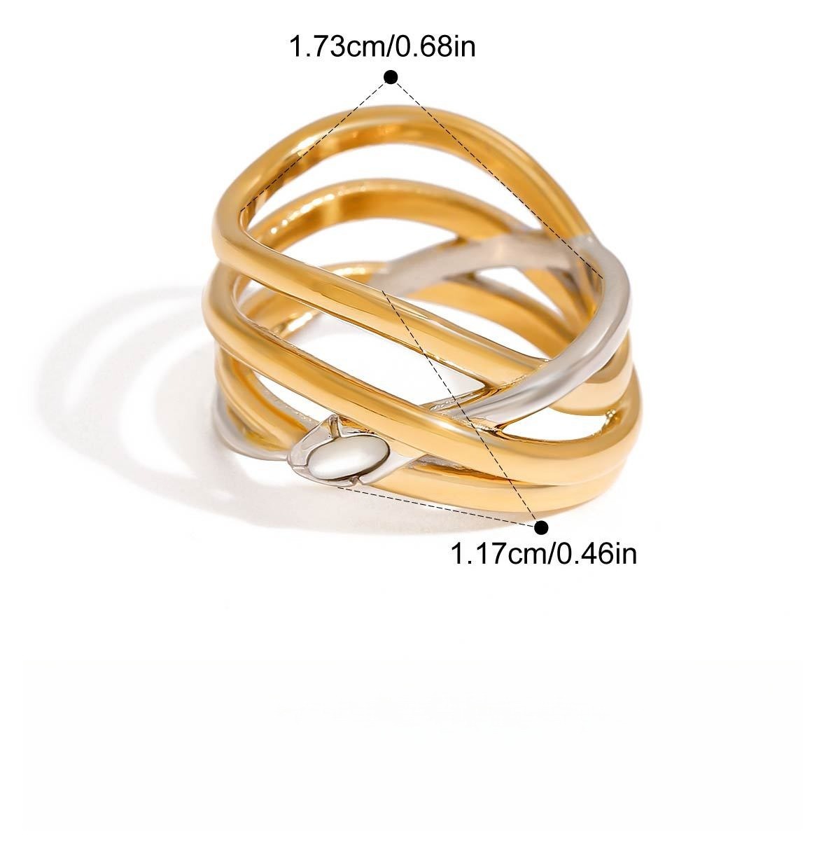 Kaze 18K Gold Snake Ring in Titanium Steel | Serpent Ring in Ring A, B &amp; C Sizes 6–8 US