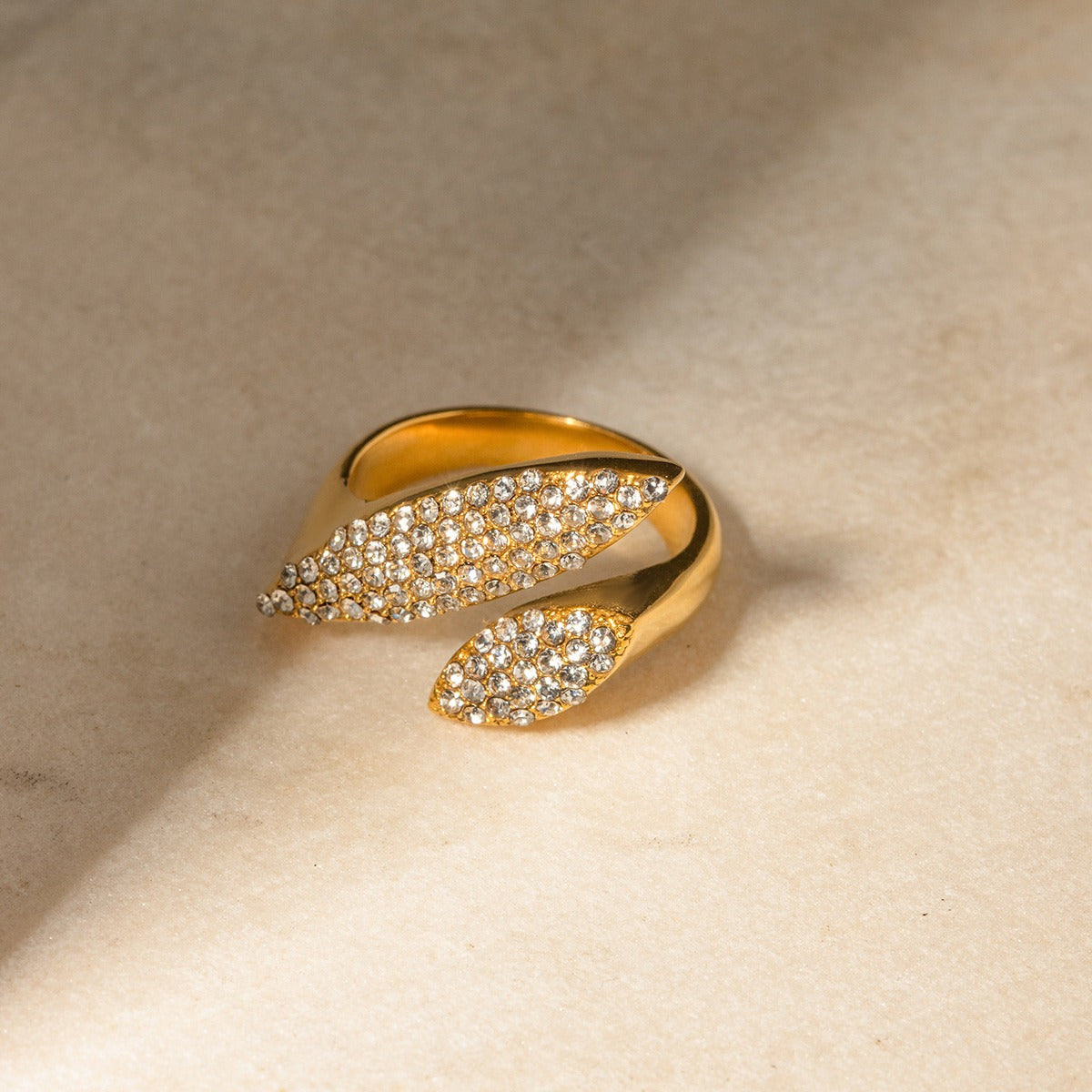 Kaze Dazzling Geometric Diamond Open Ring | 18K Gold Luxury Statement Ring
