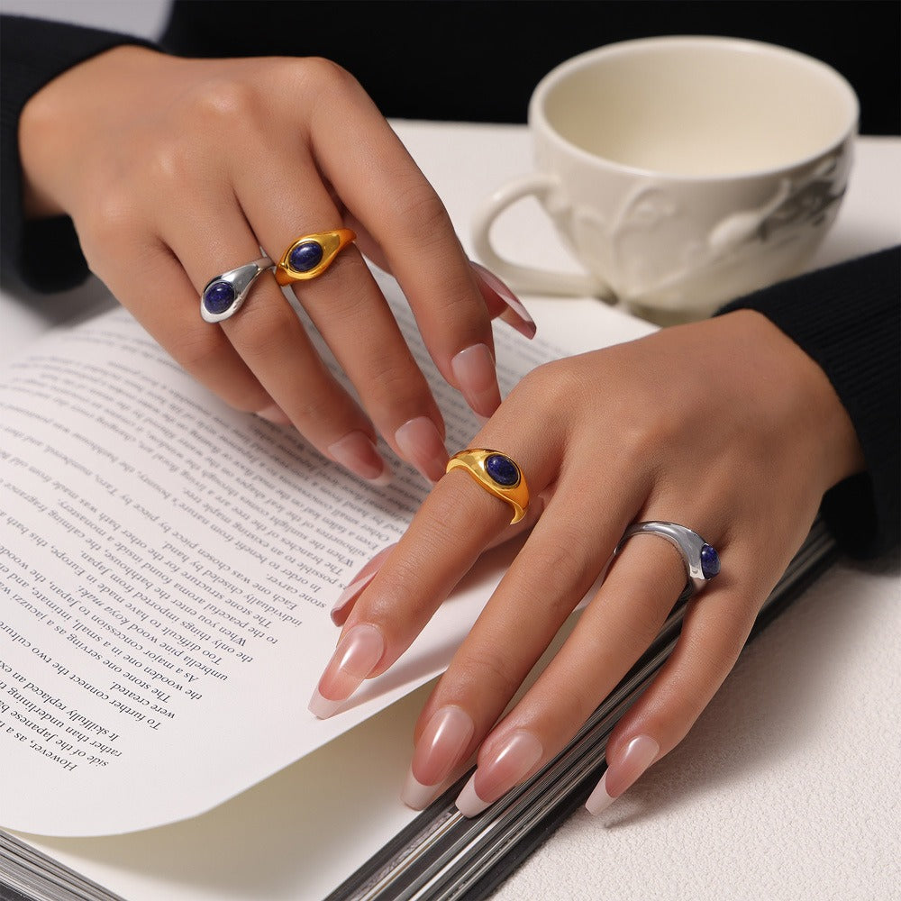 Kaze Elegant Multi-Gemstone Inlaid Light Luxury Ring | 18K Gold Noble Ring in Gold &amp; Silver