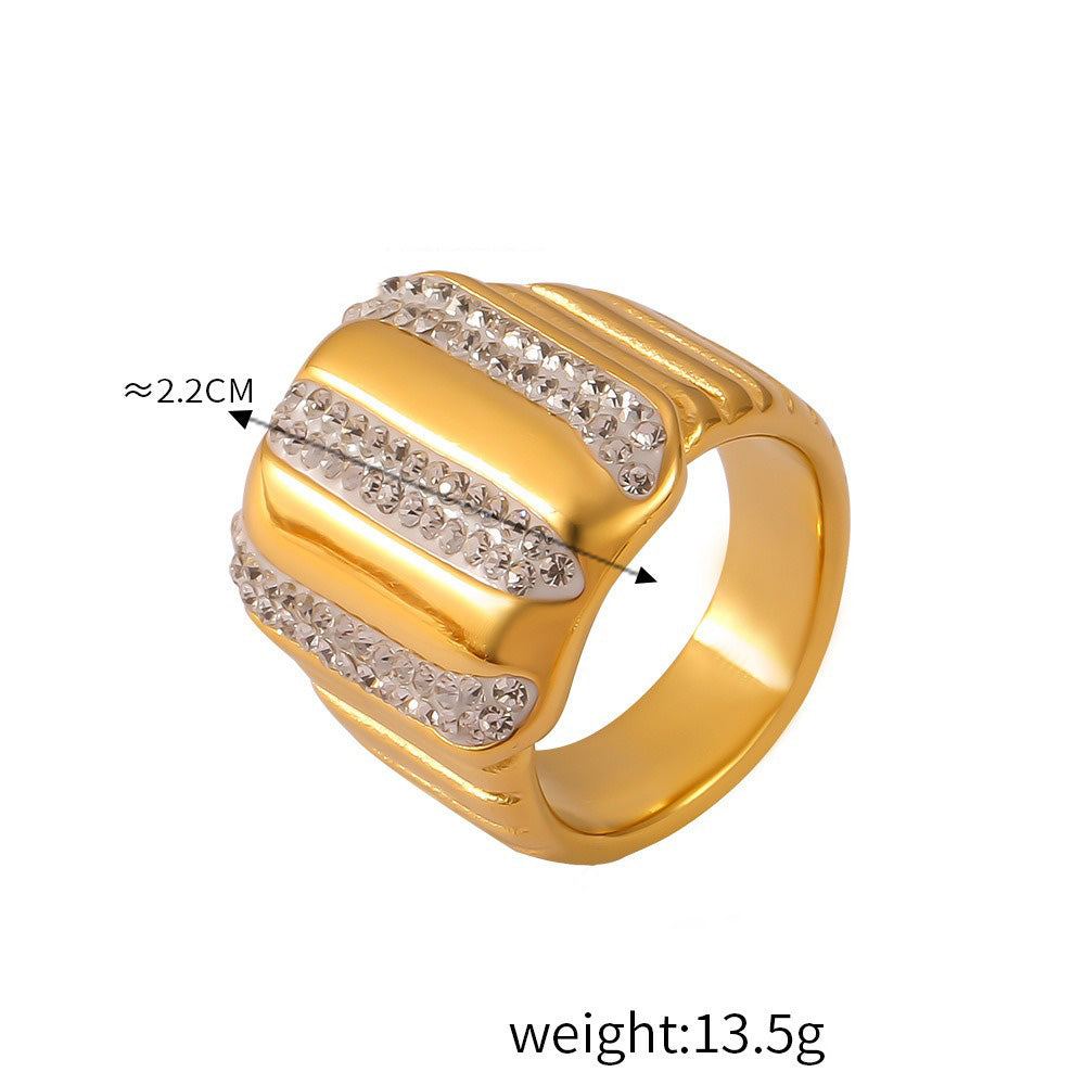 Kaze Noble Geometric Diamond Woven Gemstone Ring | 18K Gold All-Match Ring in 24 Variants Style A-13 Gold