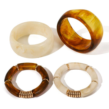Kaze High-End Resin Bracelet | Light Luxury Resin Bangle in Jade White &amp; Amber