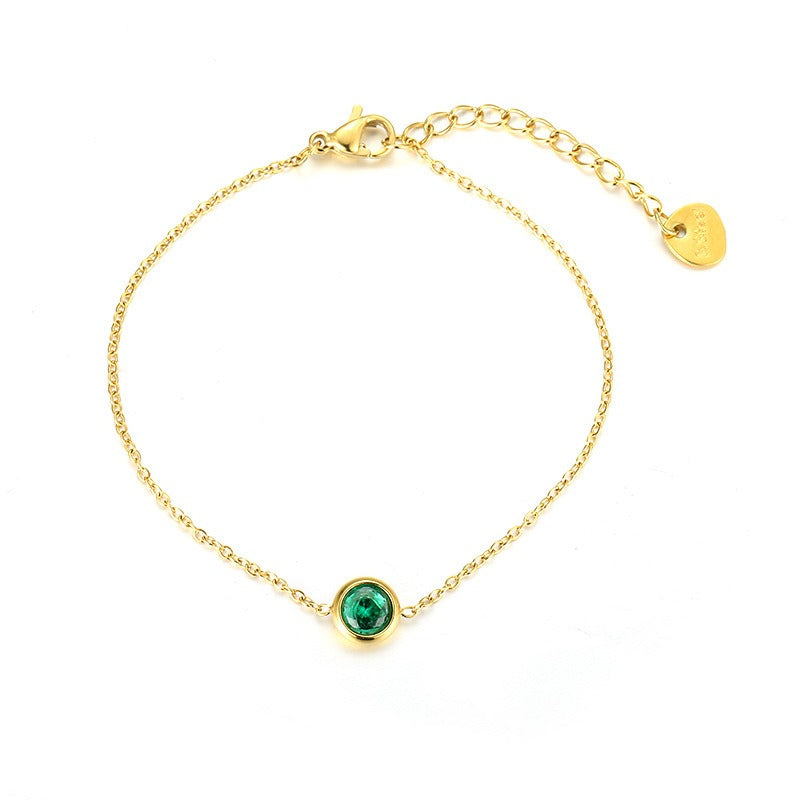 Kaze Multicoloured Zircon Bracelet | 18K Gold Titanium Steel Gemstone Bracelet Green