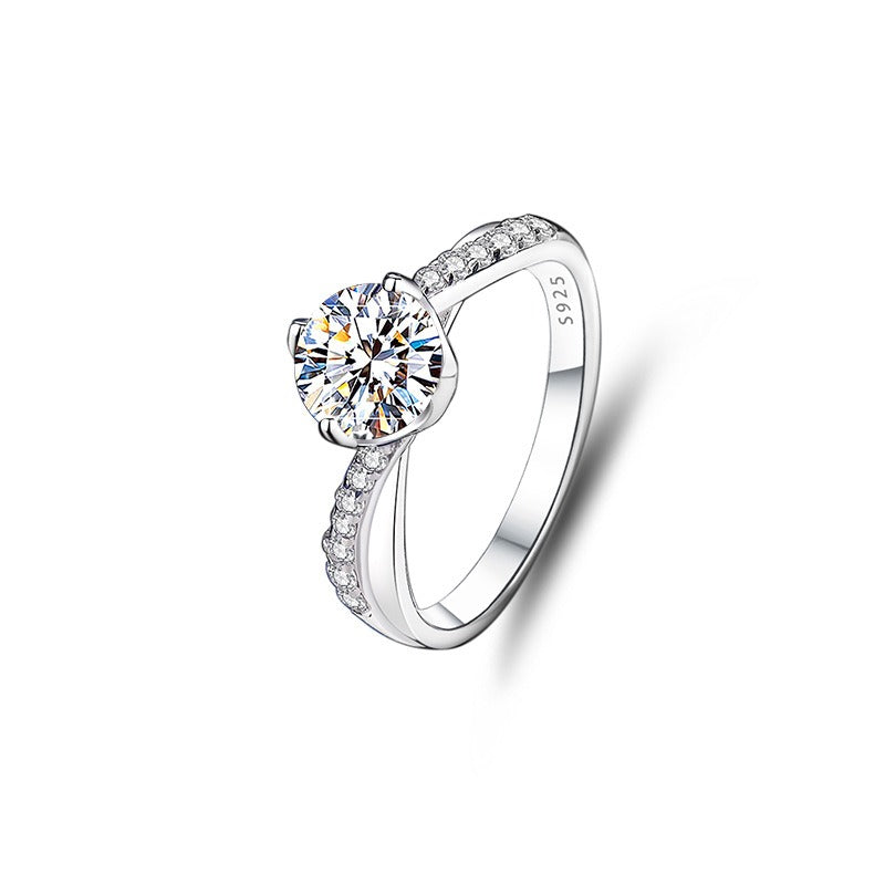 Kaze S925 Moissanite Sterling Silver Ring | D-Color VVS Moissanite Ring Sizes 5–9 Empty setting (without main stone)