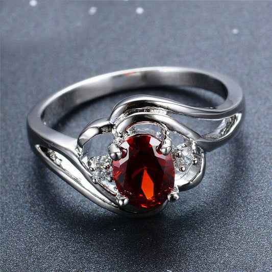 Kaze Black Gold Garnet Heart Zircon Ring | Bold Statement Ring in Black Gold Red