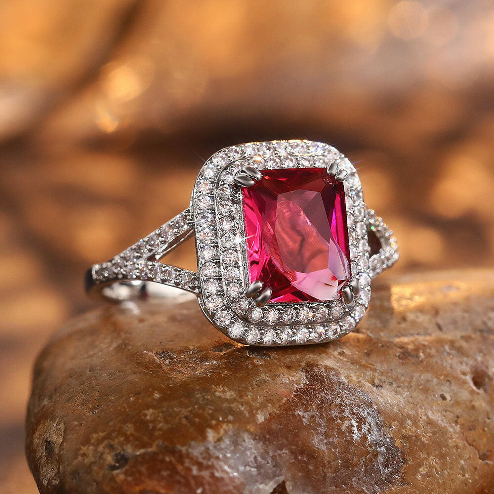 Kaze Black Gold Garnet Heart Zircon Ring | Bold Statement Ring in Black Gold