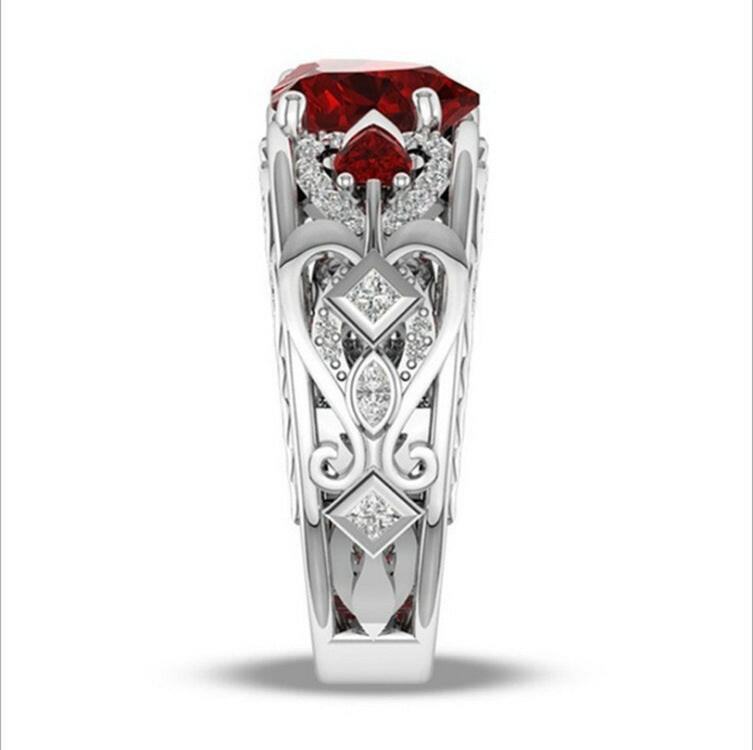 Kaze Black Gold Garnet Heart Zircon Ring | Bold Statement Ring in Black Gold