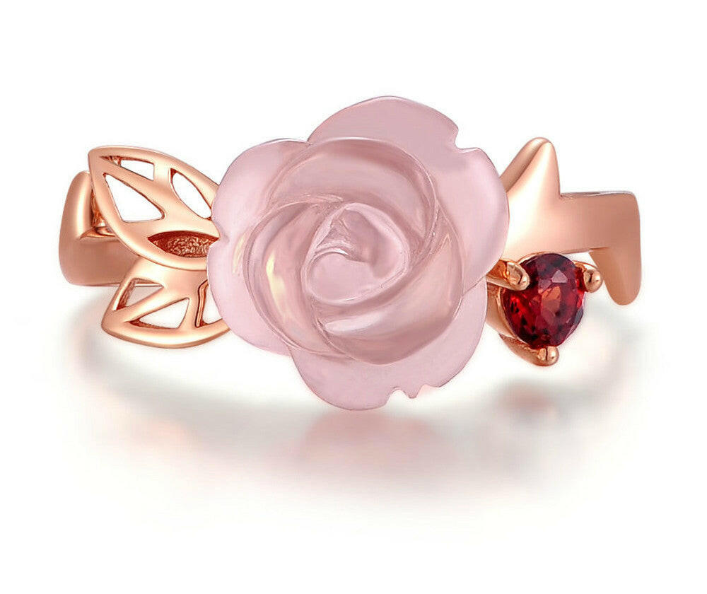 Kaze Gemstone Blossom Ring | Rose Gold Sterling Silver Floral Ring