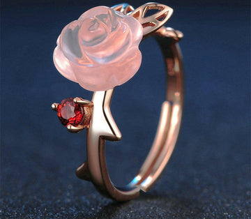 Kaze Gemstone Blossom Ring | Rose Gold Sterling Silver Floral Ring Rose Gold