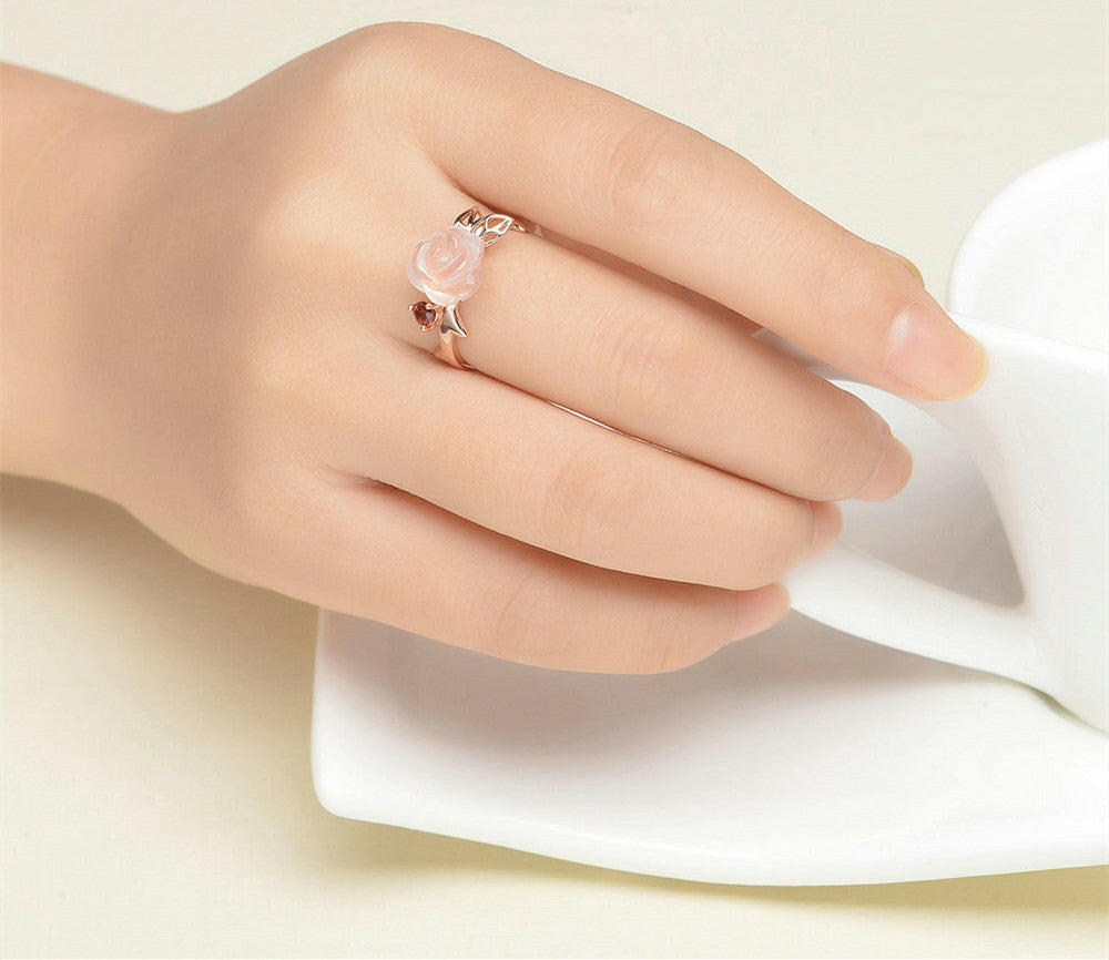 Kaze Gemstone Blossom Ring | Rose Gold Sterling Silver Floral Ring