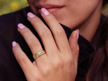 Kaze Dual Essence Floral Ring | Geometric Alloy Ring with Rose Gold Finish