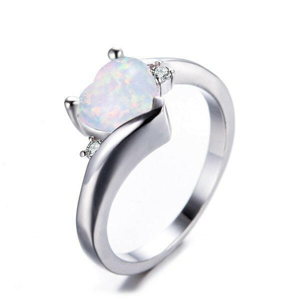 Kaze Heart Opal Ring | Sterling Silver Heart-Shaped Opal Ring for Women