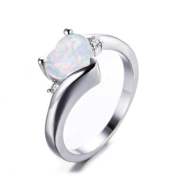 Kaze Heart Opal Ring | Sterling Silver Heart-Shaped Opal Ring for Women