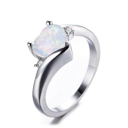 Kaze Heart Opal Ring | Sterling Silver Heart-Shaped Opal Ring for Women