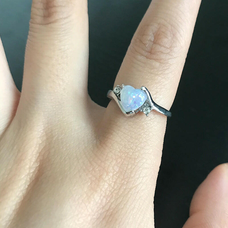 Kaze Heart Opal Ring | Sterling Silver Heart-Shaped Opal Ring for Women