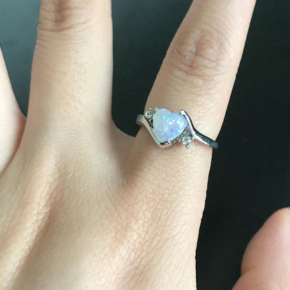 Kaze Heart Opal Ring | Sterling Silver Heart-Shaped Opal Ring for Women