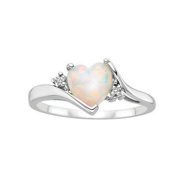 Kaze Heart Opal Ring | Sterling Silver Heart-Shaped Opal Ring for Women Heart shaped Opal Ring