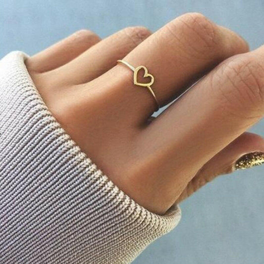 Kaze Minimalist Heart Ring | Open Heart Ring in Rose Gold, Gold &amp; Silver Gold