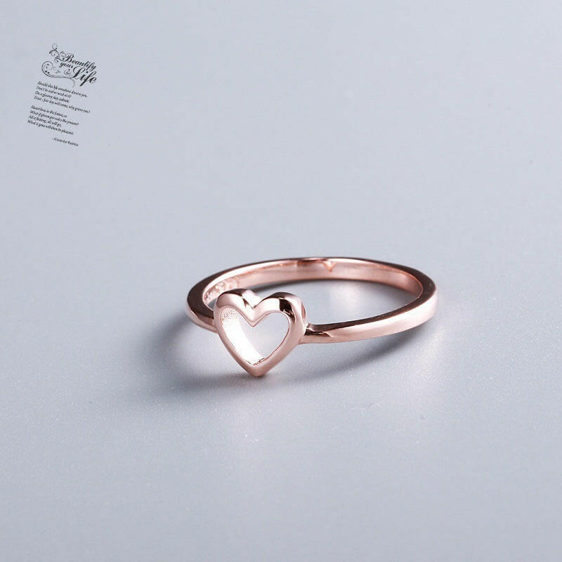 Kaze Minimalist Heart Ring | Open Heart Ring in Rose Gold, Gold &amp; Silver Rose Gold