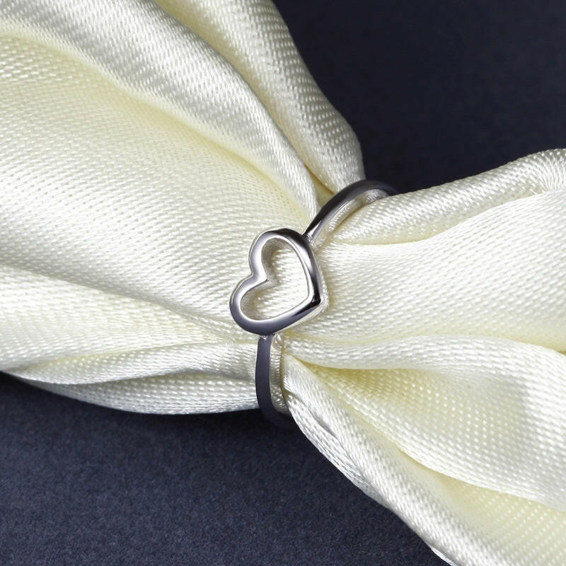 Kaze Minimalist Heart Ring | Open Heart Ring in Rose Gold, Gold &amp; Silver