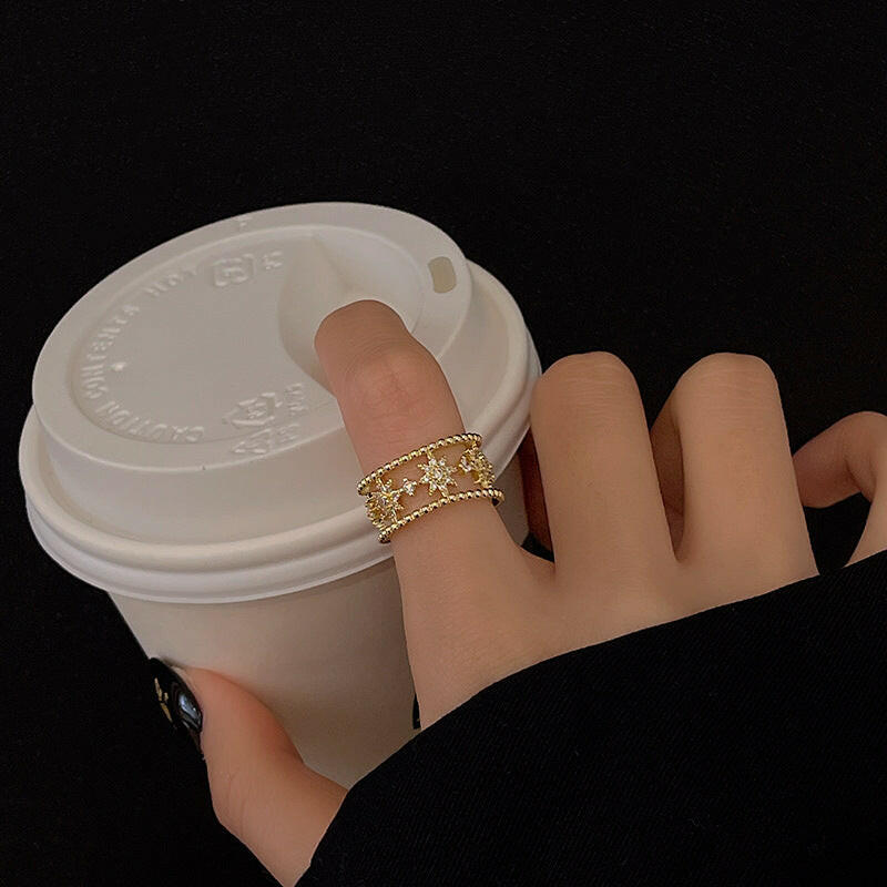 Kaze Open Star Ring | Adjustable Gold Sterling Silver Minimalist Ring