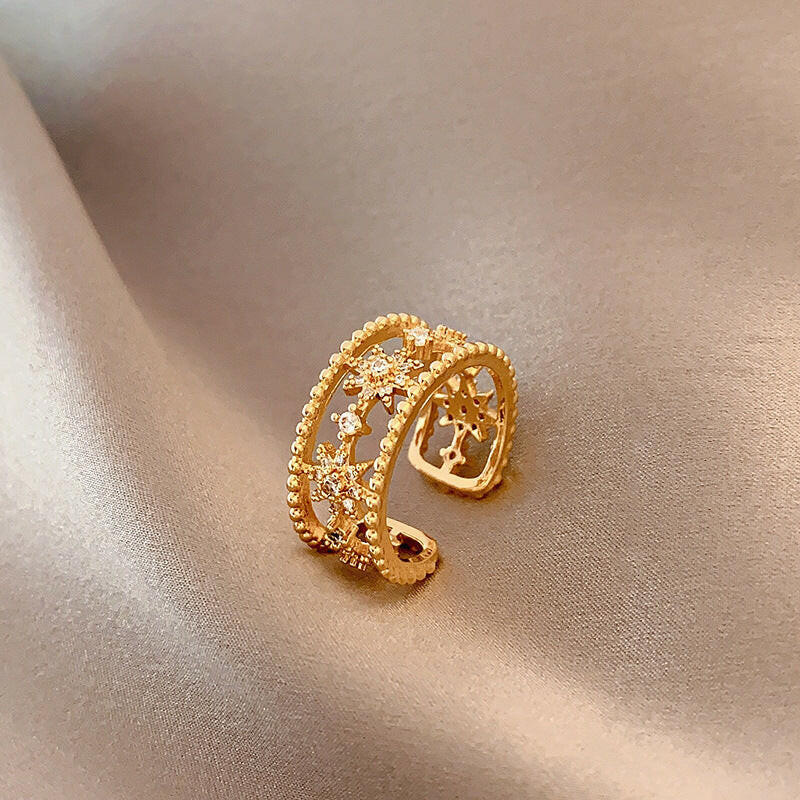 Kaze Open Star Ring | Adjustable Gold Sterling Silver Minimalist Ring