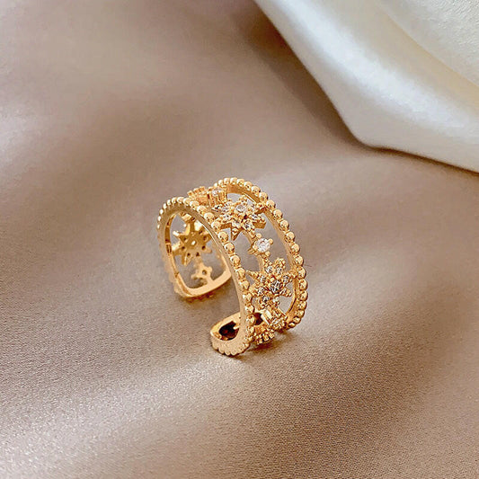 Kaze Open Star Ring | Adjustable Gold Sterling Silver Minimalist Ring Gold