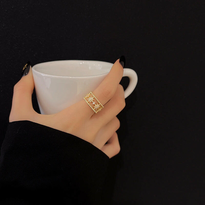 Kaze Open Star Ring | Adjustable Gold Sterling Silver Minimalist Ring