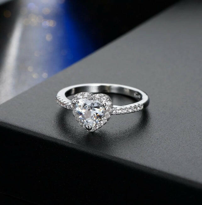Kaze Heart Zircon Ring | Bold Heart-Shaped Zircon Ring in Gold &amp; Silver Silver