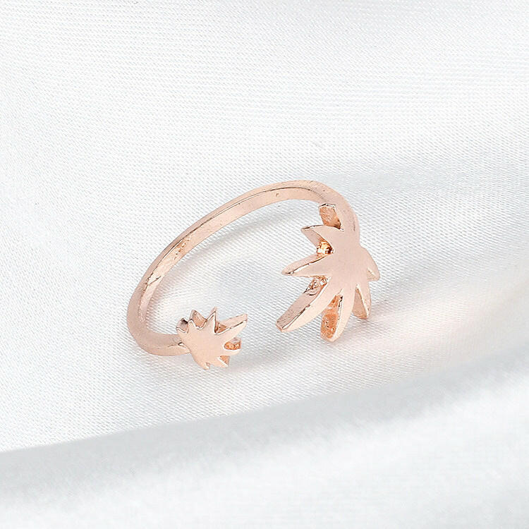 Kaze Tropical Leaf Ring | Nature-Inspired Ring in Silver, Gold &amp; Rose Gold Rose Gold