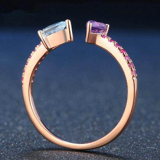 Kaze Graceful Twist Ring | 925 Sterling Silver Multicolour Gemstone Ring