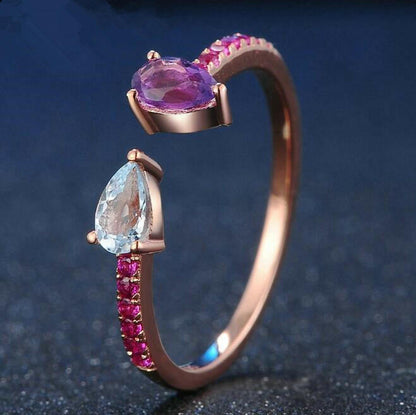 Kaze Graceful Twist Ring | 925 Sterling Silver Multicolour Gemstone Ring