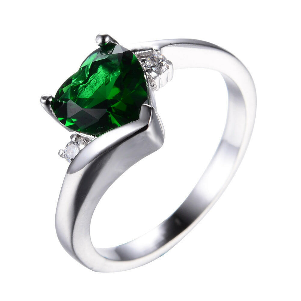 Kaze Aqua Serenity Ring | Heart-Shaped Amethyst Ring in Gold-Plated Copper Green