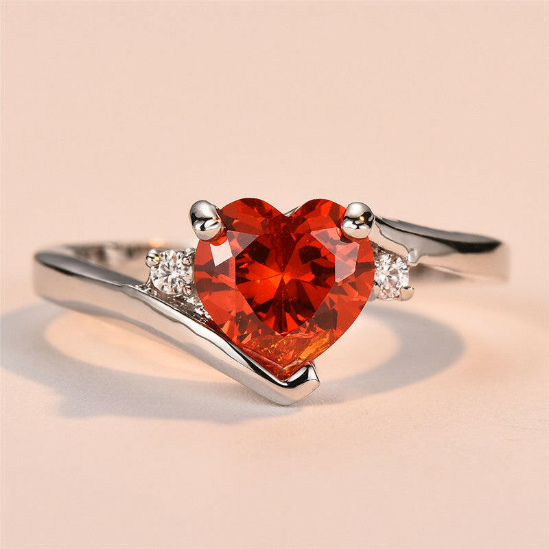Kaze Aqua Serenity Ring | Heart-Shaped Amethyst Ring in Gold-Plated Copper Red