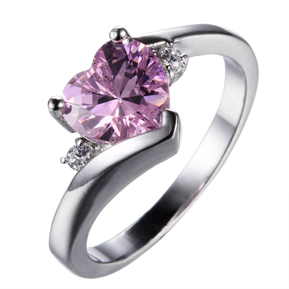 Kaze Aqua Serenity Ring | Heart-Shaped Amethyst Ring in Gold-Plated Copper Pink