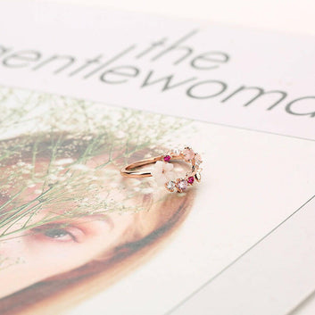 Kaze Floral Rose Gold Ring | Elegant Gemstone Accent Ring for Women