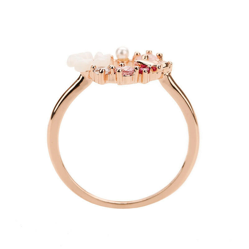 Kaze Floral Rose Gold Ring | Elegant Gemstone Accent Ring for Women