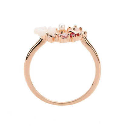 Kaze Floral Rose Gold Ring | Elegant Gemstone Accent Ring for Women.