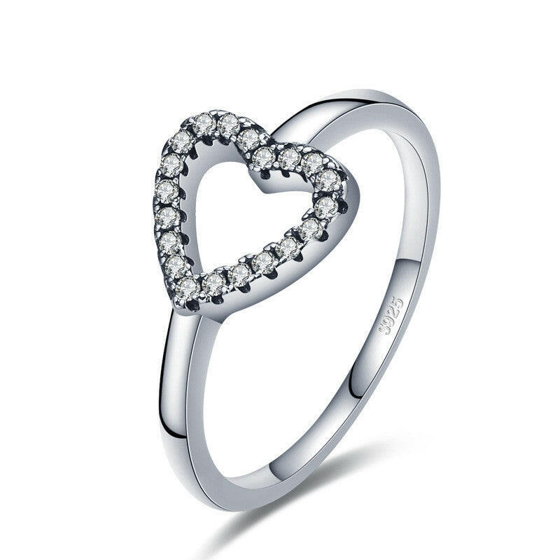 Kaze Vintage Heart Ring | S925 Sterling Silver Sparkling Heart Ring